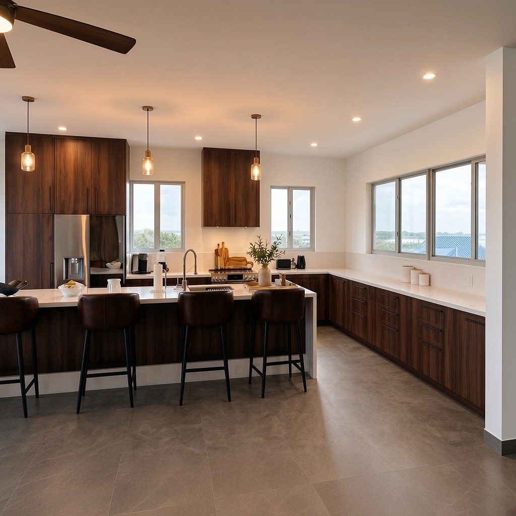 Gourmet kitchen with island seating